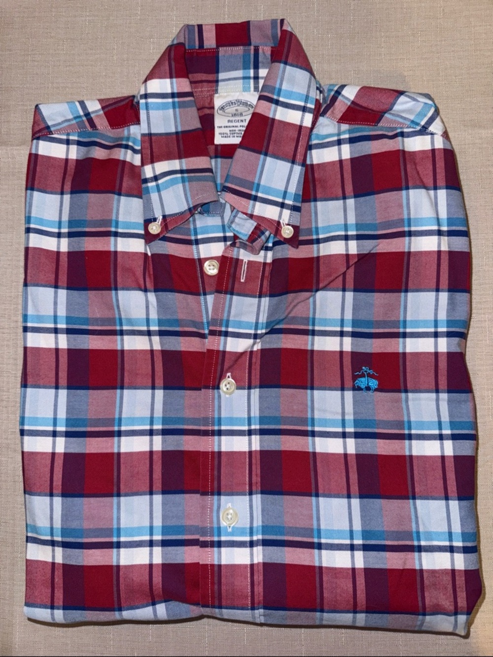 Brooks Brothers Red and Blue Plaid Button-Down Shirt
